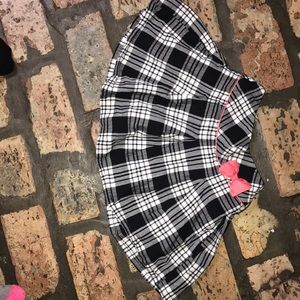 plaid skirt with pink bow